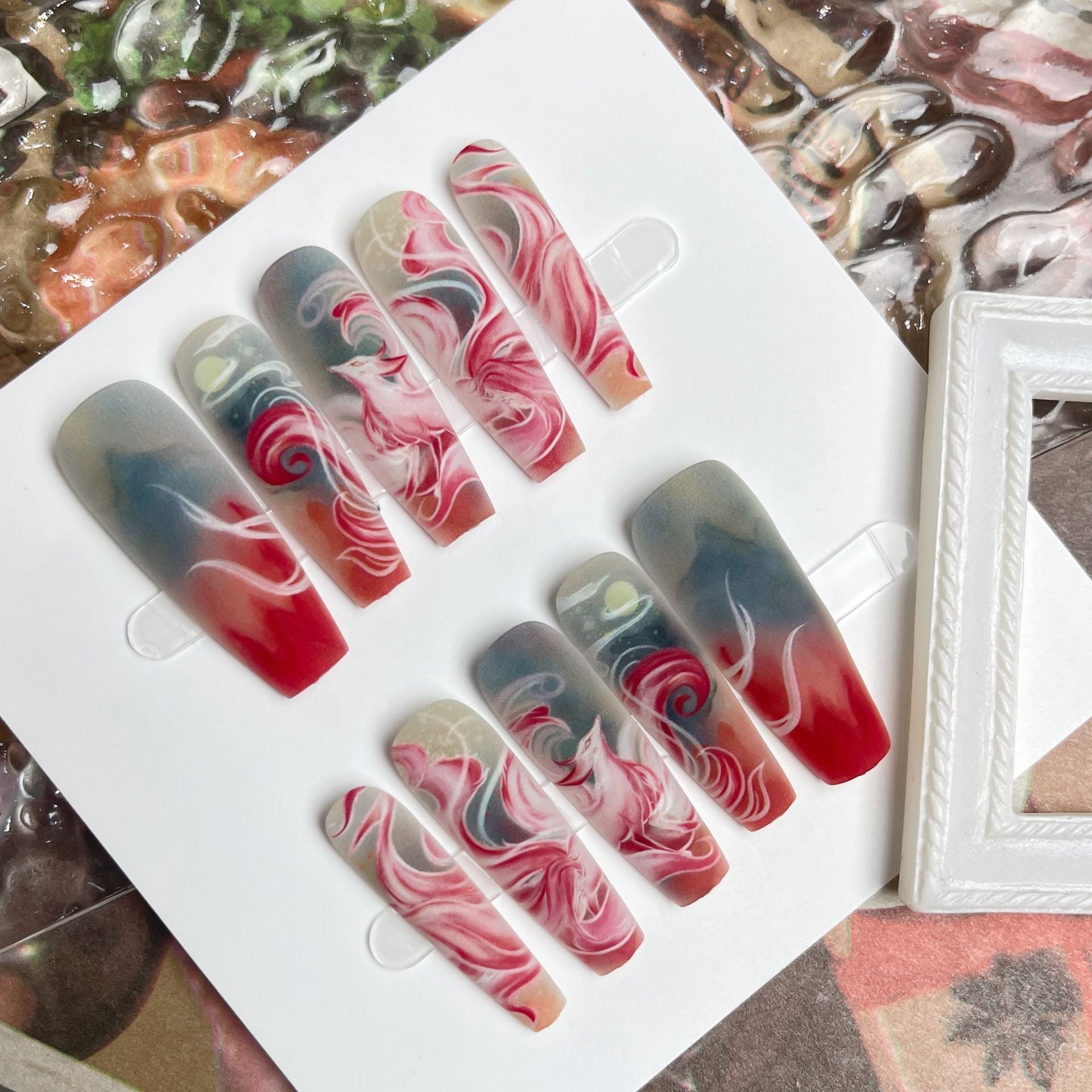 9-Tailed Artistry Press-On Nail Set – Kaiju Nails