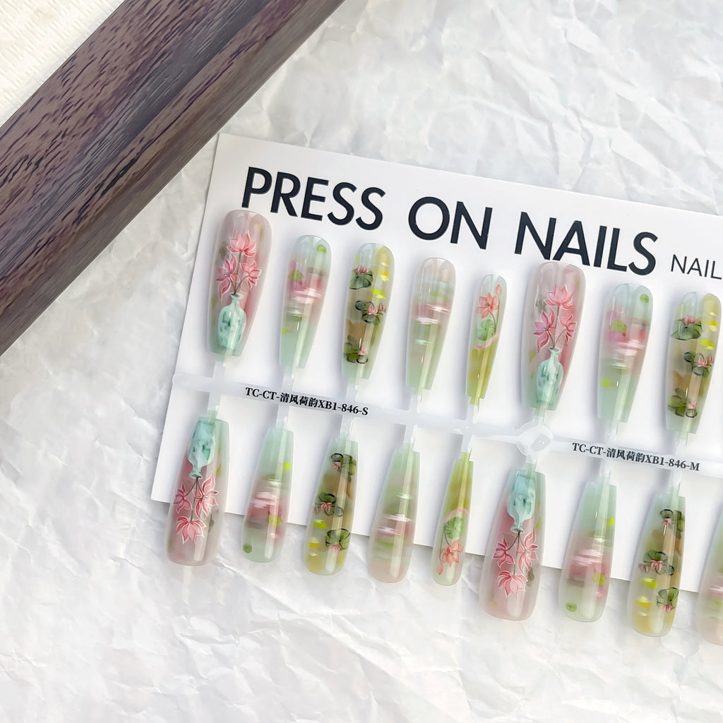 Lotus Bloom Artistry Press-On Nails Set